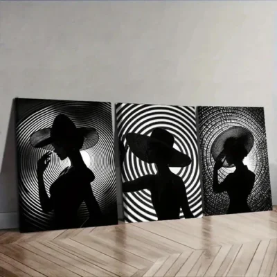3pcs The girl under the circle Wall Art Set Canvas Framed 50x70cm - High Quality Print 100% Australian Made Wall Canvas Ready to Hang