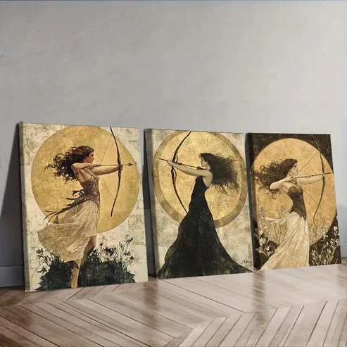 3pcs The girl with the bow and arrow Wall Art Set Canvas Framed 40x60cm – High Quality Print 100% Australian Made Wall Canvas Ready to Hang