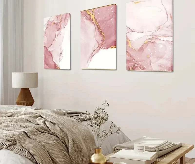 3pcs Modern Pink Silky Abstract Decor Wall Art Set Canvas Framed 40x60cm – High Quality Print 100% Australian Made Wall Canvas Ready to Hang