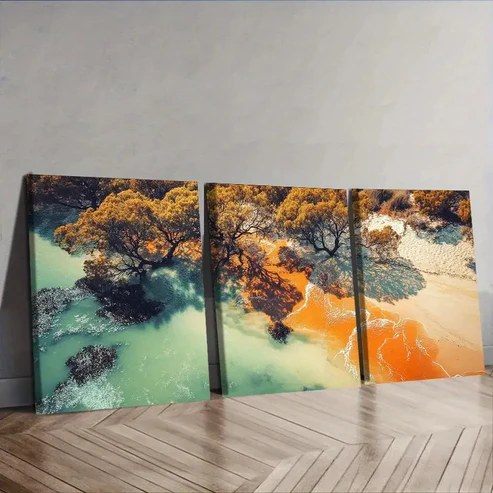 3pcs Aerial view of the sand Wall Art Set Canvas Framed 40x60cm – High Quality Print 100% Australian Made Wall Canvas Ready to Hang