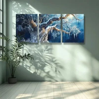 3pcs The cold tree. Painting Wall Art Set Canvas Framed 40x60cm - High Quality Print 100% Australian Made Wall Canvas Ready to Hang
