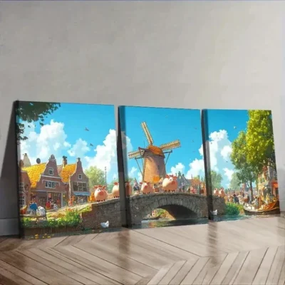 3pcs Set Whimsical Animals Wall Art Canvas Framed 50x70cm Wall Art Set Canvas Framed 50x70cm - High Quality Print 100% Australian Made Wall Canvas Ready to Hang