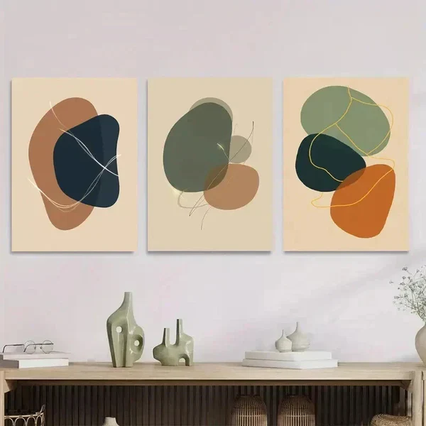 3pcs Abstract Modern Minimalist Wall Art Set Canvas Framed 50x70cm – High Quality Print 100% Australian Made Wall Canvas Ready to Hang