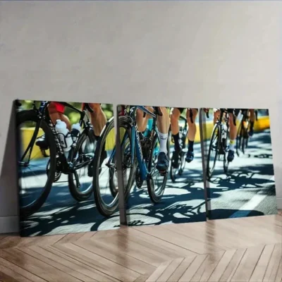 3pcs A Bicycle race Wall Art Set Canvas Framed 50x70cm - High Quality Print 100% Australian Made Wall Canvas Ready to Hang
