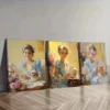 3pcs Afternoon Time Girl with Dog Wall Art Set Canvas Framed 50x70cm - High Quality Print 100% Australian Made Wall Canvas Ready to Hang