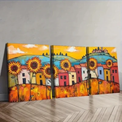 3pcs Sunflower Canvas Wall Art Set Canvas Framed 50x70cm - High Quality Print 100% Australian Made Wall Canvas Ready to Hang