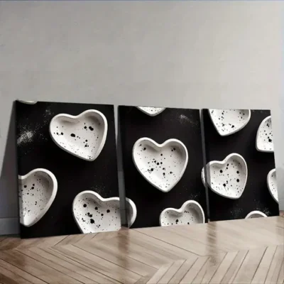 3pcs Shape on black background Wall Art Set Canvas Framed 40x60cm - High Quality Print 100% Australian Made Wall Canvas Ready to Hang