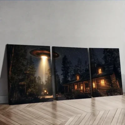 3pcs Alien Cabin Poster Wall Art Set Canvas Framed 50x70cm - High Quality Print 100% Australian Made Wall Canvas Ready to Hang