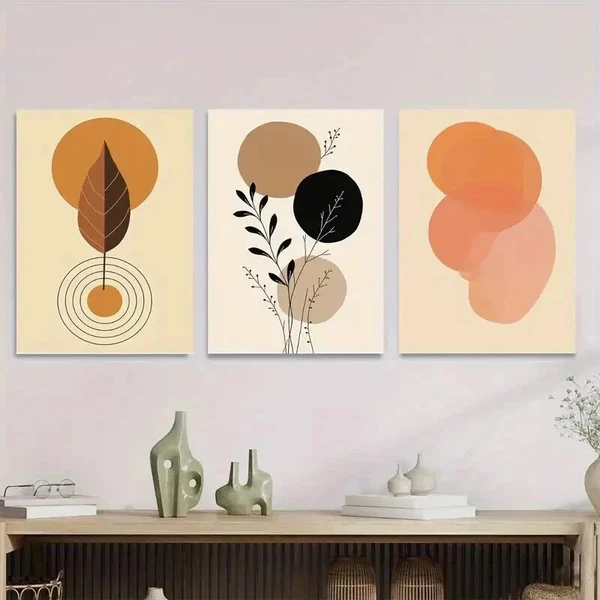 3pcs Geometric Nature Designs Modern Abstract Wall Art Set Canvas Framed 50x70cm – High Quality Print 100% Australian Made Wall Canvas Ready to Hang