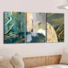 3pcs Modern Nordic Style Abstract Geometry Gold Wall Art Set Canvas Framed 50x70cm - High Quality Print 100% Australian Made Wall Canvas Ready to Hang