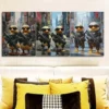 3pcs Two cute baby ducks in cyberpunk armor Wall Art Set Canvas Framed 50x70cm - High Quality Print 100% Australian Made Wall Canvas Ready to Hang - Image 2