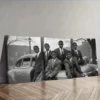 3pcs The black teenager was in an old car Wall Art Set Canvas Framed 50x70cm - High Quality Print 100% Australian Made Wall Canvas Ready to Hang