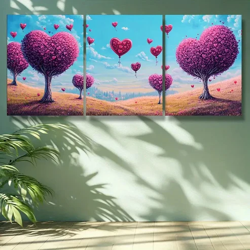 3pcs Trees and flowers. Wall Art Set Canvas Framed 40x60cm – High Quality Print 100% Australian Made Wall Canvas Ready to Hang