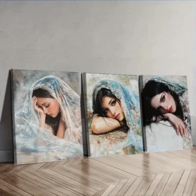 3pcs The woman lying on the ground ,Wall Art Set Canvas Framed 40x60cm - High Quality Print 100% Australian Made Wall Canvas Ready to Hang