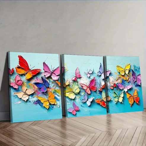 3pcs Lots of butterflies dancing Wall Art Set Canvas Framed 40x60cm – High Quality Print 100% Australian Made Wall Canvas Ready to Hang