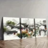 3pcs Jiangnan water town Wall Art Set Canvas Framed 50x70cm - High Quality Print 100% Australian Made Wall Canvas Ready to Hang