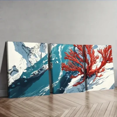 3pcs Coral trees and rivers Wall Art Set Canvas Framed 50x70cm - High Quality Print 100% Australian Made Wall Canvas Ready to Hang
