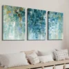 3pcs Abstract Geometric Golden and Cyan Texture Wall Art Set Canvas Framed 40x60cm - High Quality Print 100% Australian Made Wall Canvas Ready to Hang