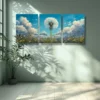 3pcs White dandelion Art Painting Wall Art Set Canvas Framed 50x70cm - High Quality Print 100% Australian Made Wall Canvas Ready to Hang - Image 3