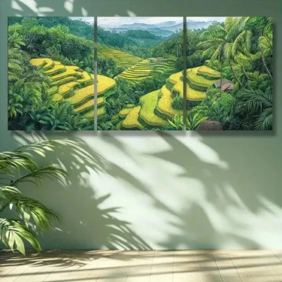 3pcs Rice terraces Art Painting Wall Art Set Canvas Framed 50x70cm - High Quality Print 100% Australian Made Wall Canvas Ready to Hang