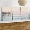 3pcs California Ocean Blush Pink Coastal Beach Wall Art Set Canvas Framed 50x70cm - High Quality Print 100% Australian Made Wall Canvas Ready to Hang - Image 2