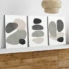 3pcs Abstract Shapes Neutral Beige Earth Tone Wall Art Set Canvas Framed 40x60cm - High Quality Print 100% Australian Made Wall Canvas Ready to Hang
