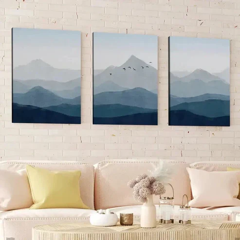3pcs Abstract Nature Landscape Mountain Birds Wall Art Set Canvas Framed 40x60cm – High Quality Print 100% Australian Made Wall Canvas Ready to Hang