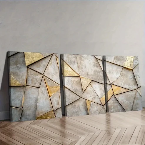 3pcs Modern Geometric Pattern Wall Art Set Canvas Framed 40x60cm – High Quality Print 100% Australian Made Wall Canvas Ready to Hang