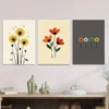 3pcs Vibrant Floral & Dandelion Beige, Red Wall Art Set Canvas Framed 50x70cm - High Quality Print 100% Australian Made Wall Canvas Ready to Hang