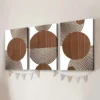 3pcs Abstract Geometric Circular Elegant Art Wall Art Set Canvas Framed 40x60cm - High Quality Print 100% Australian Made Wall Canvas Ready to Hang - Image 2