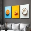 3pcs Orange Slices, Bright Apricot, Coconut Wall Art Set Canvas Framed 50x70cm - High Quality Print 100% Australian Made Wall Canvas Ready to Hang - Image 2