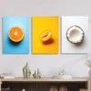 3pcs Orange Slices, Bright Apricot, Coconut Wall Art Set Canvas Framed 50x70cm - High Quality Print 100% Australian Made Wall Canvas Ready to Hang - Image 3