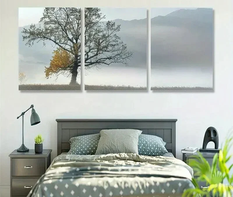3pcs Vibrant Tree & Mountain Landscape Wall Art Set Canvas Framed 40x60cm – High Quality Print 100% Australian Made Wall Canvas Ready to Hang