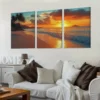 3pcs Classic Palm Tree Beach Sunset Wall Art Set Canvas Framed 50x70cm - High Quality Print 100% Australian Made Wall Canvas Ready to Hang - Image 2