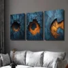 3pcs Abstract Blue Metal Texture Wall Art Set Canvas Framed 40x60cm - High Quality Print 100% Australian Made Wall Canvas Ready to Hang - Image 2