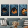 3pcs Abstract Blue Metal Texture Wall Art Set Canvas Framed 40x60cm - High Quality Print 100% Australian Made Wall Canvas Ready to Hang - Image 3