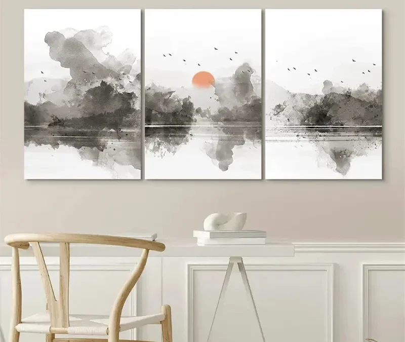 3pcs 3 Pastel Abstract Landscape Modern  Modern  Wall Art Set Canvas Framed 50x70cm – High Quality Print 100% Australian Made Wall Canvas Ready to Hang