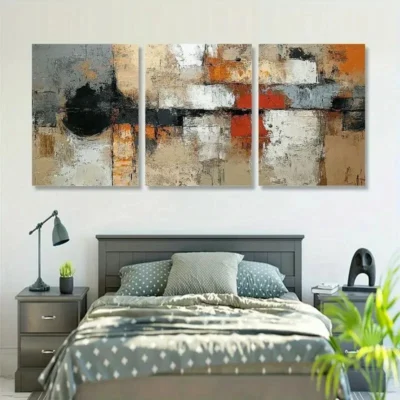 3pcs Abstract Geometric Modern  Wall Art Set Canvas Framed 40x60cm - High Quality Print 100% Australian Made Wall Canvas Ready to Hang