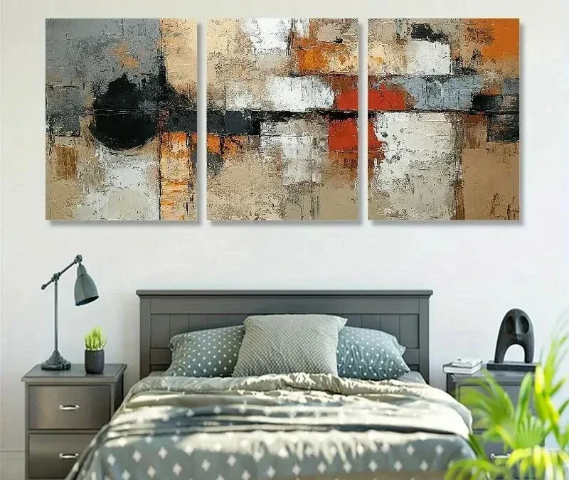 3pcs Abstract Geometric Modern  Wall Art Set Canvas Framed 40x60cm – High Quality Print 100% Australian Made Wall Canvas Ready to Hang