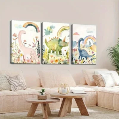 3pcs Vibrant Rainbow, Botanical Flowers, Jungle   Wall Art Set Canvas Framed 40x60cm - High Quality Print 100% Australian Made Wall Canvas Ready to Hang