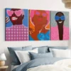 3pcs Charming People Elegant Ladies Sun Glass Wall Art Set Canvas Framed 40x60cm - High Quality Print 100% Australian Made Wall Canvas Ready to Hang - Image 2