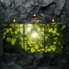 3pcs Vibrant Green Foliage with Golden Sunlight Wall Art Set Canvas Framed 40x60cm - High Quality Print 100% Australian Made Wall Canvas Ready to Hang - Image 2