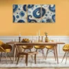 3pcs Blue & White Floral & Geometric Patterns Wall Art Set Canvas Framed 40x60cm - High Quality Print 100% Australian Made Wall Canvas Ready to Hang - Image 2