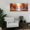 3pcs Vibrant Autumn Park Pathway Wall Art Set Canvas Framed 50x70cm - High Quality Print 100% Australian Made Wall Canvas Ready to Hang - Image 2