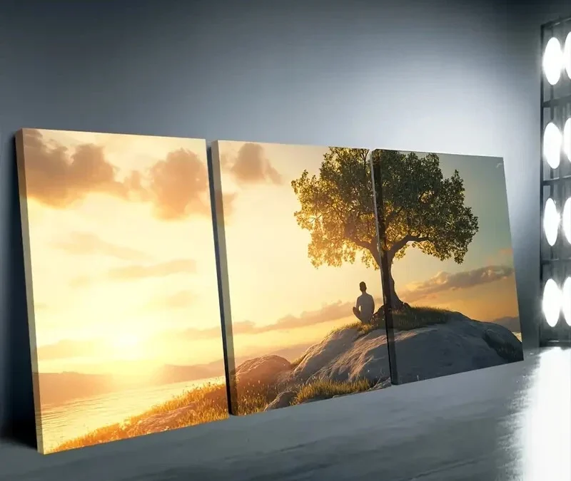 3pcs  Peaceful Sunset Scene Wall Art Set Canvas Framed 50x70cm – High Quality Print 100% Australian Made Wall Canvas Ready to Hang