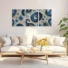 3pcs Blue & White Floral & Geometric Patterns Wall Art Set Canvas Framed 40x60cm - High Quality Print 100% Australian Made Wall Canvas Ready to Hang - Image 3