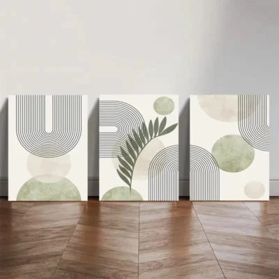 3pcs Modern Abstract Geometric Wall Art Set Canvas Framed 50x70cm - High Quality Print 100% Australian Made Wall Canvas Ready to Hang