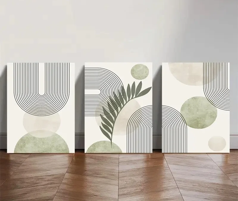 3pcs Modern Abstract Geometric Wall Art Set Canvas Framed 50x70cm – High Quality Print 100% Australian Made Wall Canvas Ready to Hang