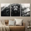 3pcs Black and White Monochrome Animal Lion  Wall Art Set Canvas Framed 40x60cm - High Quality Print 100% Australian Made Wall Canvas Ready to Hang - Image 3