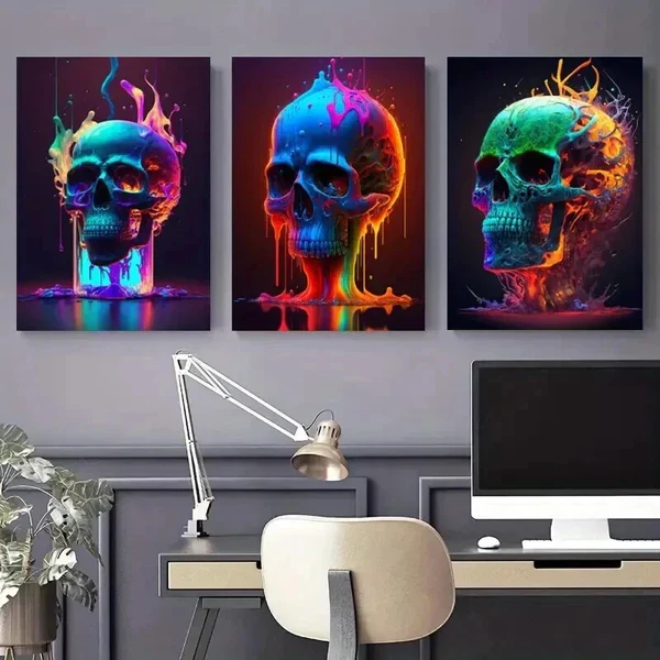 3pcs Artistic and Gorgeous Flame Abstract Neon Wall Art Set Canvas Framed 50x70cm – High Quality Print 100% Australian Made Wall Canvas Ready to Hang